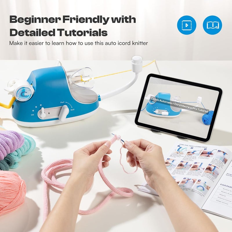 Caydo آلة حياكة i-Cord أوتوماتيكية برو، ماكينة حياكة i-Cord كهربائية مع 3 سرعات قابلة للتعديل، مساعد حياكة فعال للغاية بدون استخدام اليدين، أداة لصنع i-Cord للحرف اليدوية السريعة - Image 5